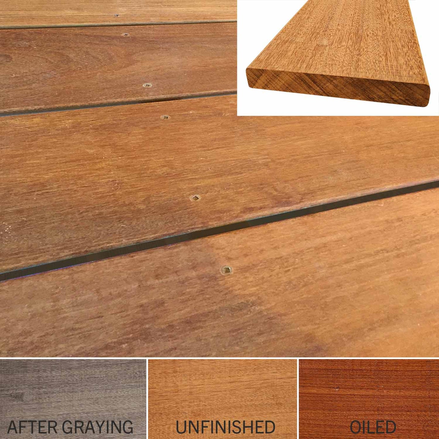 Ipe Hardwood Decking, 4/4 Non-grooved, Spec'd Lengths