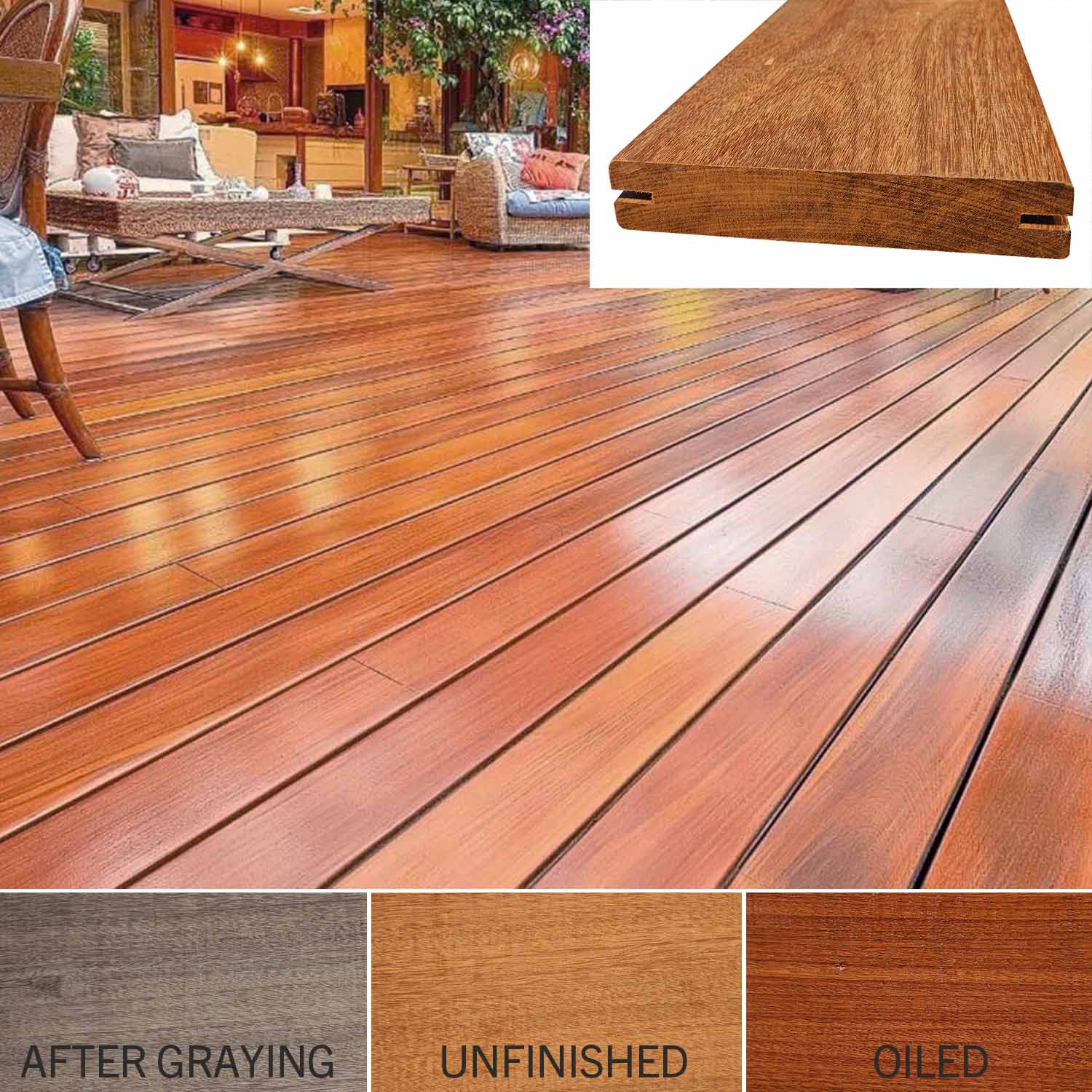 Ipe Hardwood Decking, 5/4 thickness PER LF – Pro Deck Supply