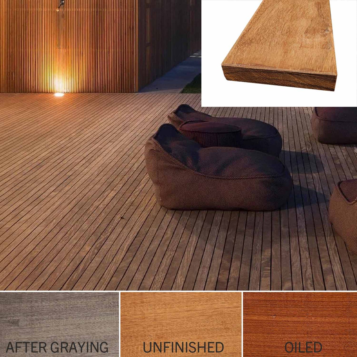 Ipe Hardwood Decking, 5/4 thickness PER LF