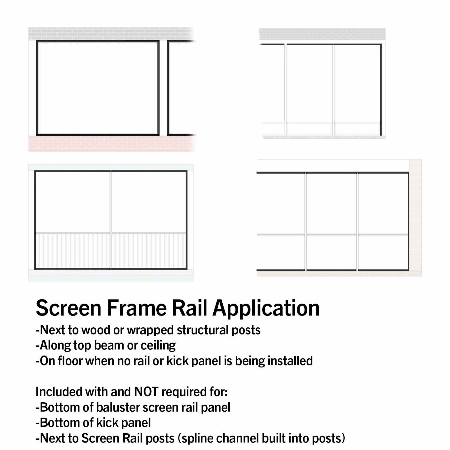 Westbury Screen Rail Frame Rails