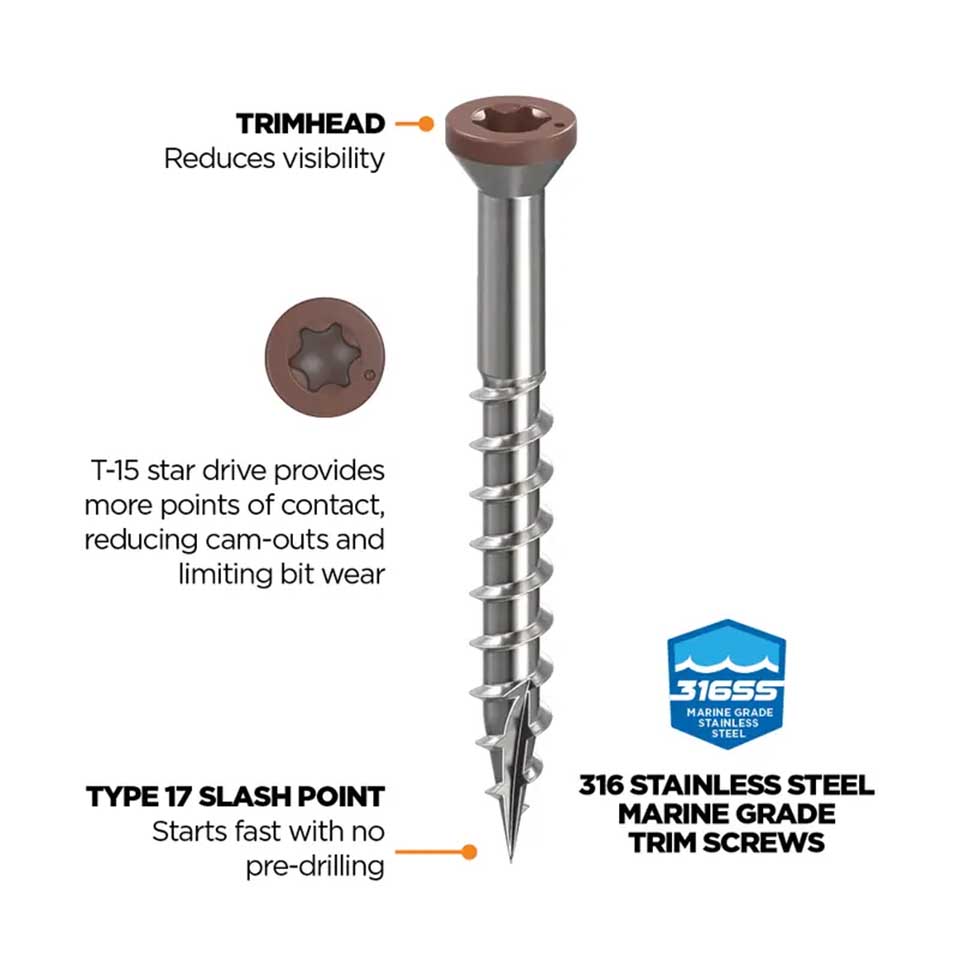Camo 1-5/8" Color-Matched SS Trim Screws