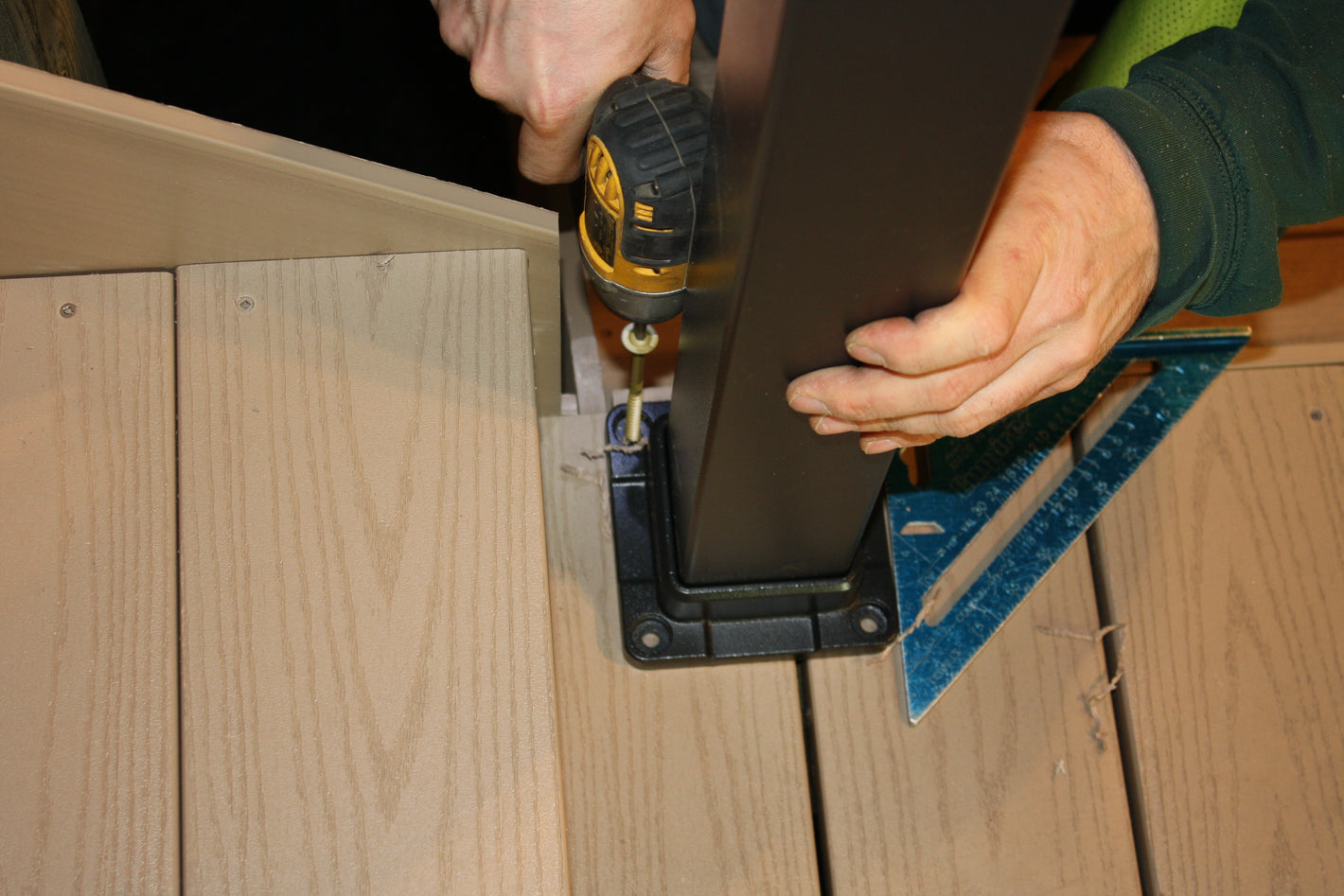 Squaring up an Ultralox railing post before securing