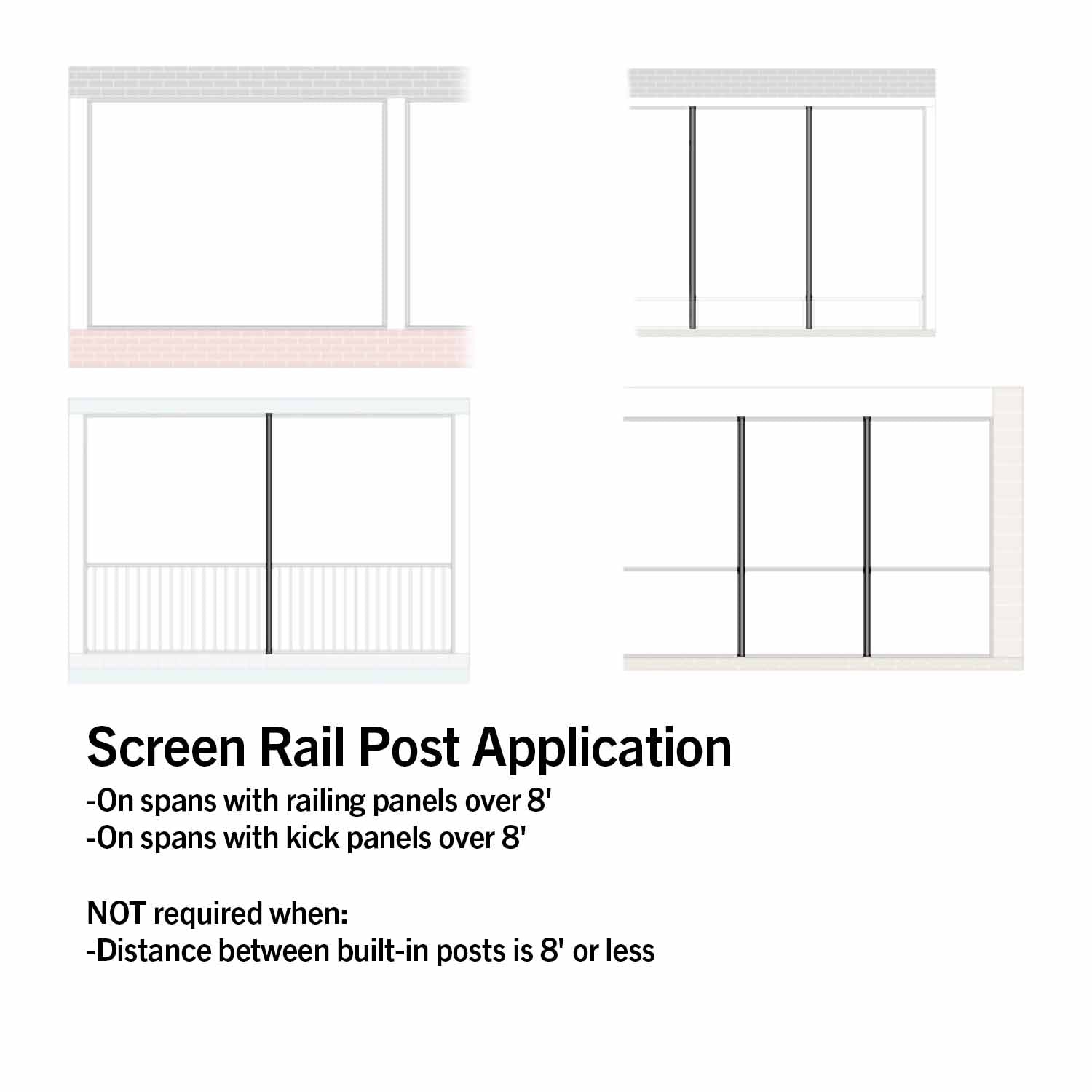 Westbury Screen Rail Posts – Pro Deck Supply