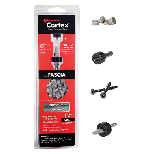 Cortex Fascia Screws and Plugs for Trex Fascia